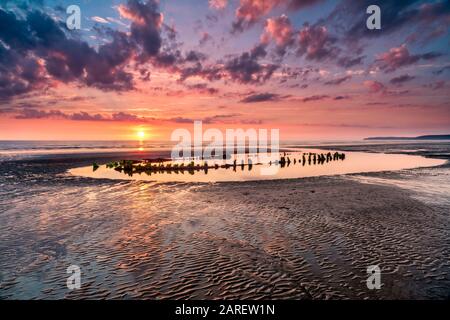 Schiffswrack, Westward Ho!, North Devon, Großbritannien Stockfoto