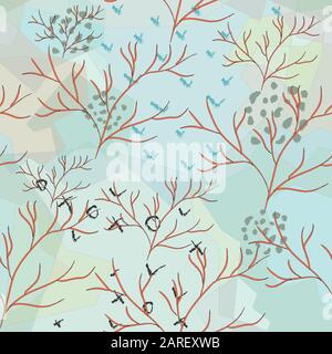 Nahtlose Algen nahtlose Muster. Moderne digitale Design. Marine, Sich wiederholendes Muster. Modern im skandinavischen Stil. Moderne Farben und Design. Stock Vektor