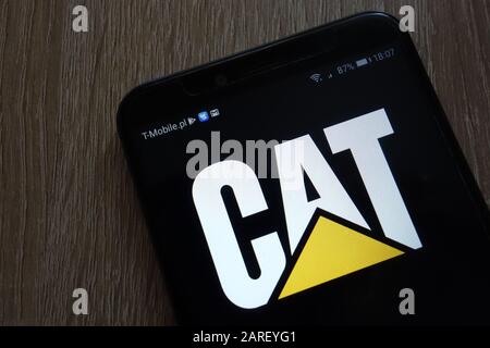 Caterpillar-Logo auf einem modernen Smartphone Stockfoto