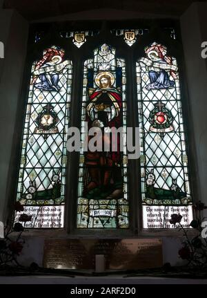 World war One Memorial Buntsandstein, St. Andrew's Church, Broughton, Northamptonshire, England, Großbritannien Stockfoto