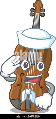 Mascot Design von Geige Sailor mit Hut Stock Vektor