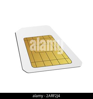 3D-SIM-Karte. Vektorgrafiken. Mobilfunknetze und Telekommunikation. Stock Vektor