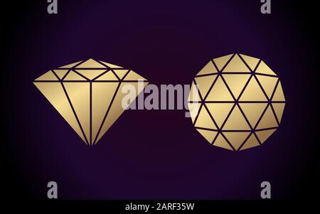 Goldenes Luxussymbol. Schmucksymbol. Vektorgrafiken mit goldenem Schmuckstein Stock Vektor