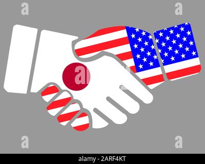 Japan und USA Flaggen Handshake Vektor Stock Vektor