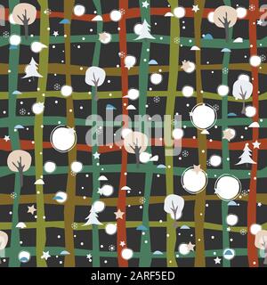 Cute nahtlose Muster mit Bäume im Herbst und verstreuten Sterne. Moderne Farbgestaltung. Toll für die Wand art Design, Verpackung, Gewebe, Textilien, Kissen oder blan Stock Vektor