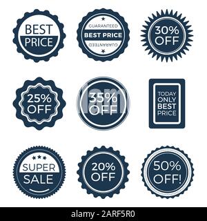 Abzeichen im Vintage-Verkauf. Runde Embleme für das Design. Klassische Vorlage. Vektordesignelemente Stock Vektor