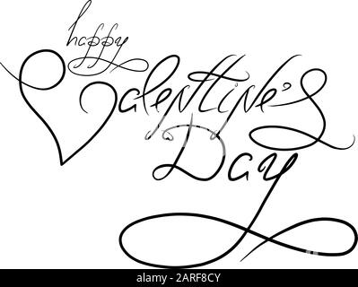 Gezeichneter Schriftzug "Happy Valentine Day". Liebe Designelemente. Kalligraphie Romantische Phrase für Engagement. Stock-Vektor-Text für Druck, Karte, T-Shirt isoliert auf weißem Hintergrund. Stock Vektor