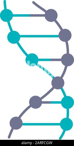 DNA-Helix violett und türkis-farbiges Symbol. Z-DNA. Verbundene Punkte, Linien. Desoxyribonukleinsäure, Nukleinsäurestruktur. Chromosom. Molekularbiologie. Gen Stock Vektor