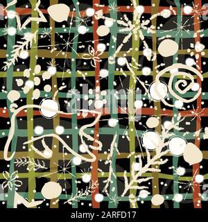 Cute Winter Hintergrund mit Hand gezeichnet Schneeflocken, Bögen, Noten der Melodie, Eisbär, Ornamente, Sterne auf subtile teal Hintergrund. Vector Illustration Stock Vektor