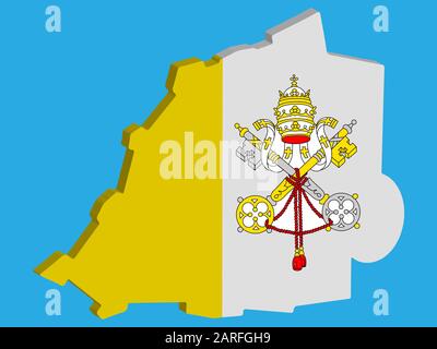 Vatikanstadt Karte Flagge Vektor 3D Stock Vektor