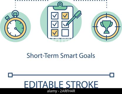 Symbol für ein Konzept für kurzfristige SMART-Ziele. Tägliche Erfolge sind eine dünne Linie. Aufgabenplanung, Aufgabenliste. Zielerreichung. Vektorisola Stock Vektor