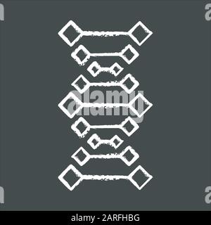 Kreidesymbol der DNA-Ketten. Desoxyribonukleinsäure, Nukleinsäure-Helix. Spiralstränge. Chromosom. Molekularbiologie. Genetisches Code. Genom. Genetik. Medicin Stock Vektor