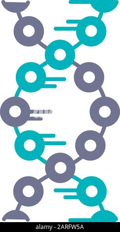 DNA-Stränge violett und türkis-farbenes Symbol. Verbundene Kreise, Linien. Desoxyribonukleinsäure, Nukleinsäure-Helix. Chromosom. Molekularbiologie. Genetische Co Stock Vektor