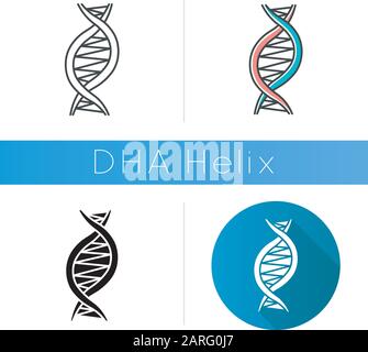 Linkes DNA-Helix-Symbol. Z-DNA. Desoxyribonukleinsäure, Nukleinsäurestruktur. Chromosom. Molekularbiologie. Genetisches Code. Genetik. Flaches Design, Linea Stock Vektor