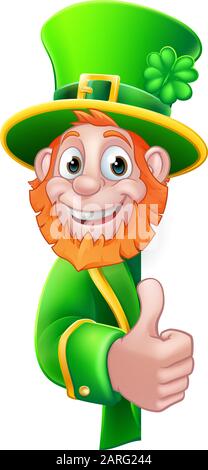 St Patricks Day Leprechaun Cartoon Sign Stock Vektor