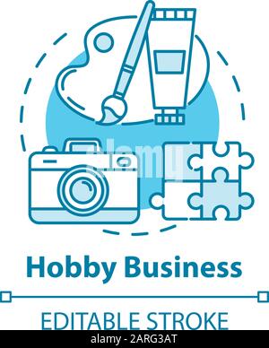 Symbol für Hobby-Business-Konzept. Freizeitaktivität. Kreative Arbeit. Kunstkurse sind eine dünne Linie. Vektor-isolierte Konturzeichnung. Edi Stock Vektor