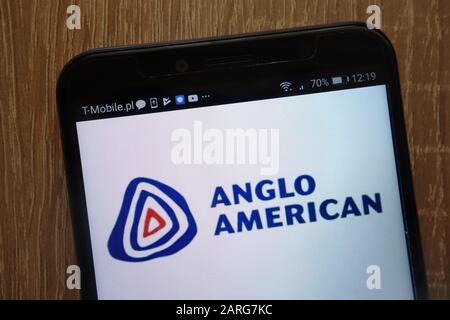 Anglo American plc-Logo auf einem modernen Smartphone Stockfoto