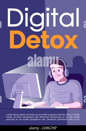 Digital Detox Broschürenvorlage. Spielsucht beenden. Internet, Computerabhängigkeit. Flyer, Broschüre, Flyer Konzept mit flachen Abbildungen. Vektor Stock Vektor