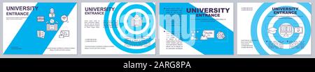 Vorlage für die Broschüre zum Hochschulzugang. Highschool-Akzeptanz. Flyer, Broschüre, Broschürendruck, Coverdesign mit linearen Symbolen. Vektorseitenlayouts für Stock Vektor