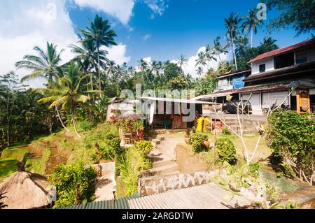 Bali, INDONESIEN - JULI 29.2009: Einfache Bar ist oft ein Sammelplatz für Rucksacktouristen ubud, bali, indonesien Stockfoto