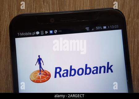 Rabobank Logo auf einem modernen Smartphone Stockfoto