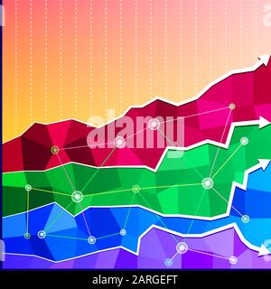 Businessdiagramme, Grafiken, Diagramme aus Polygon mit Pfeilen und Kreismarken; Eps10 Stock Vektor
