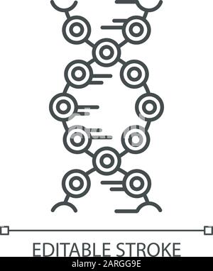 Lineares Symbol für DNA-Stränge. Verbundene Kreise, Linien. Desoxyribonukleinsäure, Nukleinsäure-Helix. Chromosom. Genetik. Dünne Linie. Kontursymbol. Stock Vektor