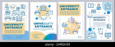 Vorlage für die Broschüre zum Hochschulzugang. Highschool-Akzeptanz. Flyer, Broschüre, Broschürendruck, Coverdesign mit linearen Symbolen. Vektorseitenlayouts für Stock Vektor