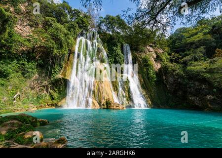 Minas Viejas Wasserfälle, Huasteca Potosi, San Luis Potosi, Mexiko, Nordamerika Stockfoto