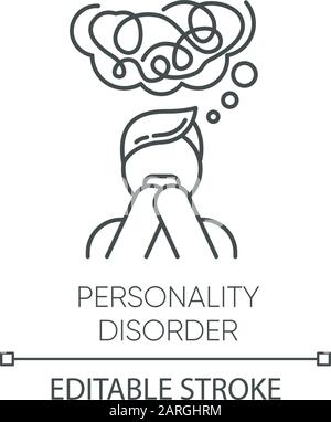 Lineares Symbol für Persönlichkeitsstörung. Maladaptives Verhalten. Abweichung. Mentale Gesundheitsproblem. Angst und Not. Dünne Linie. Kontursymbol. Stock Vektor