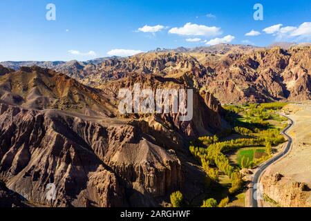 Luftaufnahme der Berge um Bamyan, Afghanistan, Asien Stockfoto