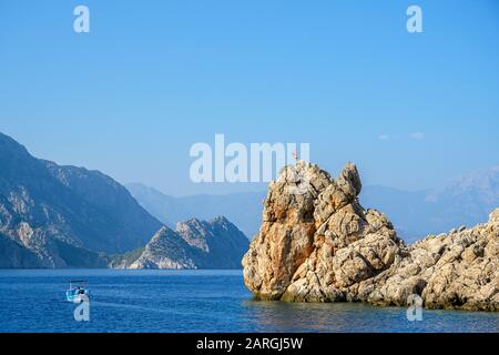 Asien, Türkei, Provinz Antalya, Kemer, Sazak Koyu Bucht zwischen Olympos und Adrasan Stockfoto