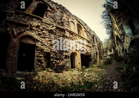 Halloween Photo Shooter, Tarakan Fort in Dubno Ukraine 01.11.2014. Stockfoto