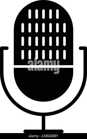 Modernes Glyph-Symbol für Sprachrekorder. Professionelles Mikrofon. Tonaufnahmegeräte. Tragbares mic. Spracherkennungsprozess. Silhouettensymbol. Ne Stock Vektor