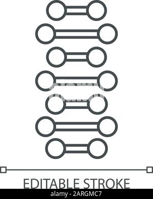 Symbol für lineare DNA-Spiralketten. Verbundene Punkte, Linien. Desoxyribonukleinsäure, Nukleinsäure-Helix. Genetisches Code. Dünne Linie. Kontursymbol. Vect Stock Vektor