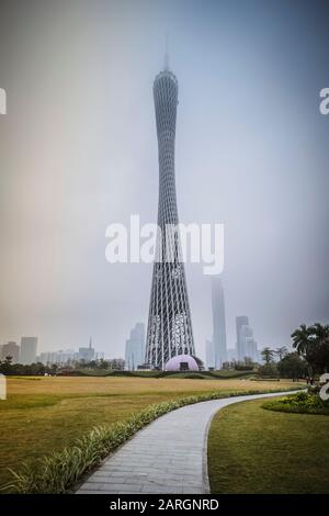 Dezember 2019 Kantonsturm Guangzhou China Stadtlandschaft Guangzhou Stadt in der Nähe des Canton Tower Stockfoto