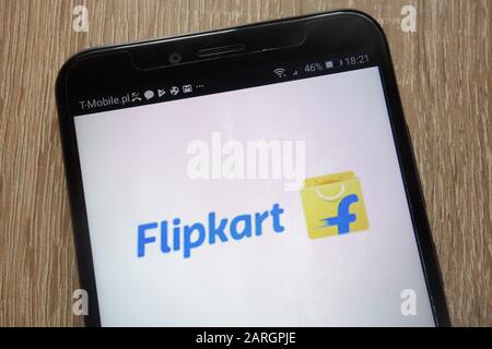 Das Flipkart-Logo wird auf einem modernen Smartphone angezeigt Stockfoto