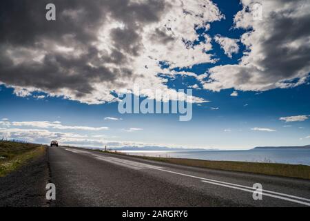 Autobahn 1 oder Ring Road, Breidafjordur Fjord, Island Stockfoto