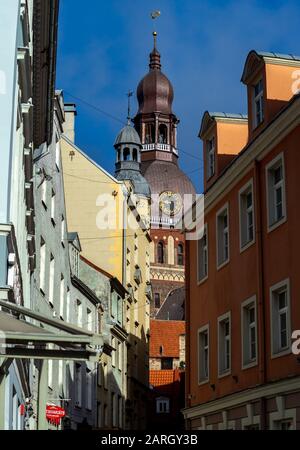 April 2018 Riga, Lettland. Domkirche in der Altstadt von Riga. Stockfoto