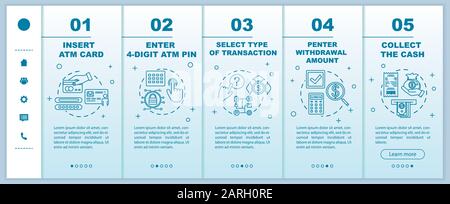 Zahlungsleitfaden beim Einsteigen in die Vektorvorlage für mobile Webseiten. Wählen Sie den Transaktionstyp aus. Reaktionsschnelle Smartphone-Website-Schnittstellenidee, lineare Abbildungen Stock Vektor