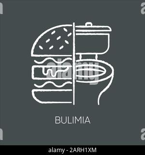 Bulimia-Kreidesymbol. Essstörung. Depression und Angst. Erbrechen Essen im Bad. Ungesunder Hunger. Binsenessen vom Stress. Psychische Störung. ICH Stock Vektor