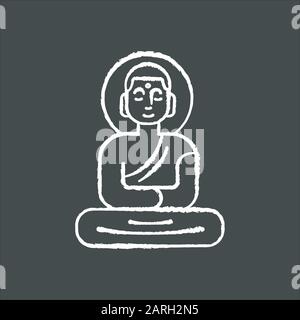 Kreidesymbol der Buddha-Statue. Sitzende Meditation in lotus-pose. Symbol für Frieden und Harmonie. Entdecken Sie die indonesische Inselkultur. Orientalisch-religiöser sc Stock Vektor