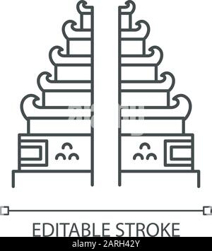 Lineare Ikone des Pura Lempuyang-Tempels. Indonesische religiöse Orte. Hinduist candi bentar geteilte Toreinfahrt. Dünne Linie. Kontursymbol. Vec Stock Vektor