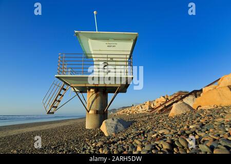 Lifeguard Tower, Torrey Pines State Beach, Del Mar, San Diego County, Kalifornien, USA Stockfoto