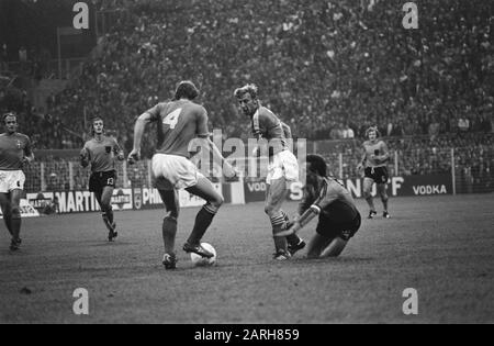 Weltmeisterschaft 74, Niederlande gegen Schweden 0-0, Game Moments Datum: 19. Juni 1974 Schlagwörter: Sport, Fußball, Weltmeisterschaften Stockfoto