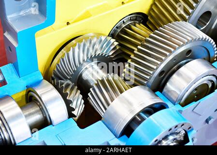 Zahnräder Speed Reducer Querschnitt Stockfoto