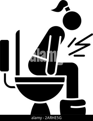Symbol für Durchfall-Glyphe. Verdauungstrakt. Krankheit und Krankheit. Lebensmittelvergiftung. Menstruationsproblem. Symptom "Zeitraum" und "PMS". Silhouettensymbol. N Stock Vektor