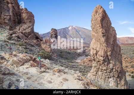 Los Roques de Garcia Cinchado Felsformation innerhalb des Teide-Nationalparks in der Gemeinde La Orotava, spanien Stockfoto