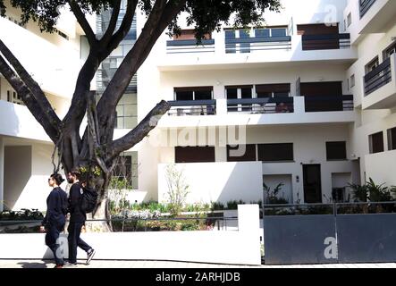 Apartmentgebäude im Bauhausstil in Tel Aviv Israel Stockfoto
