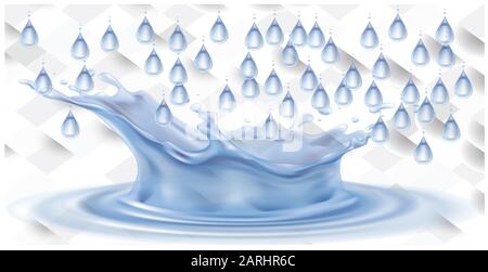 Viele Wasser fallen in einen großen Eimer Stockfoto